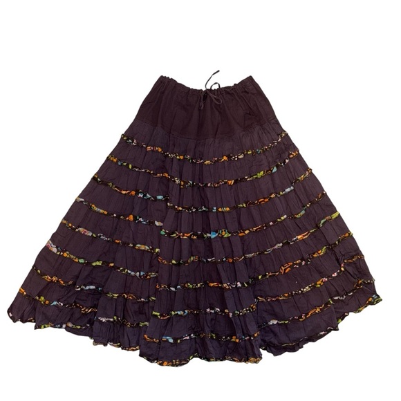 Kaktus Black and Multicolor Tiered Maxi Skirt - Picture 11 of 11